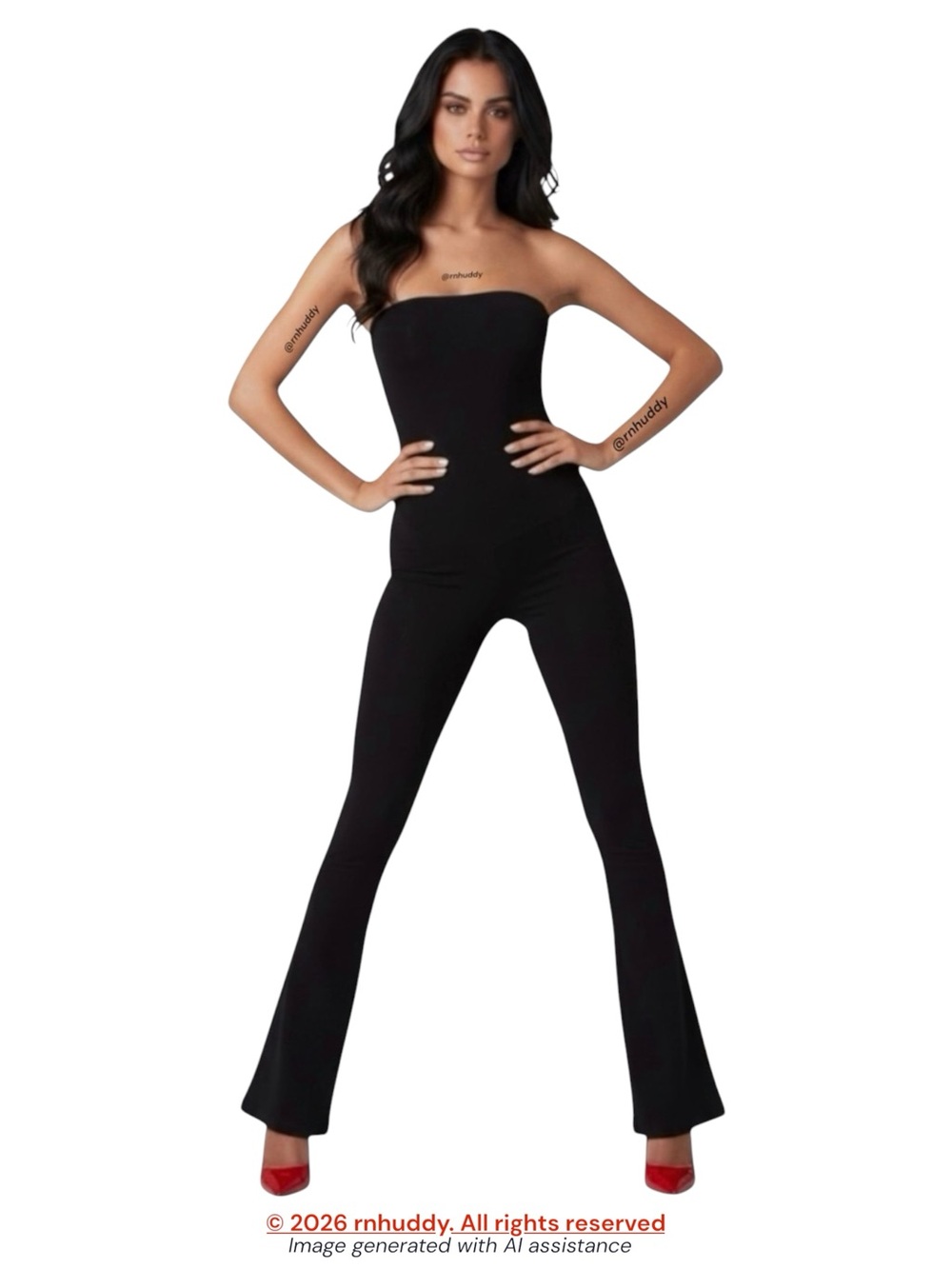 Edikted S black strapless flare split leg jumpsuit